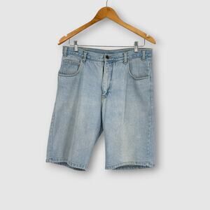 90s Vintage Fast Breakers Light Wash Denim Bermuda Shorts Size 34